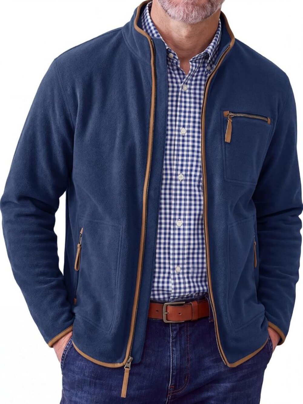 Lightweight Full Zip Fleece Jacket for Men | Casual Long Sleeve Outerwear